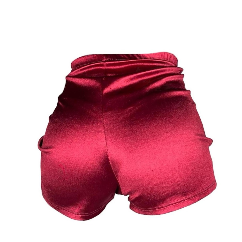Chic Satin High Waist Red Women's Shorts